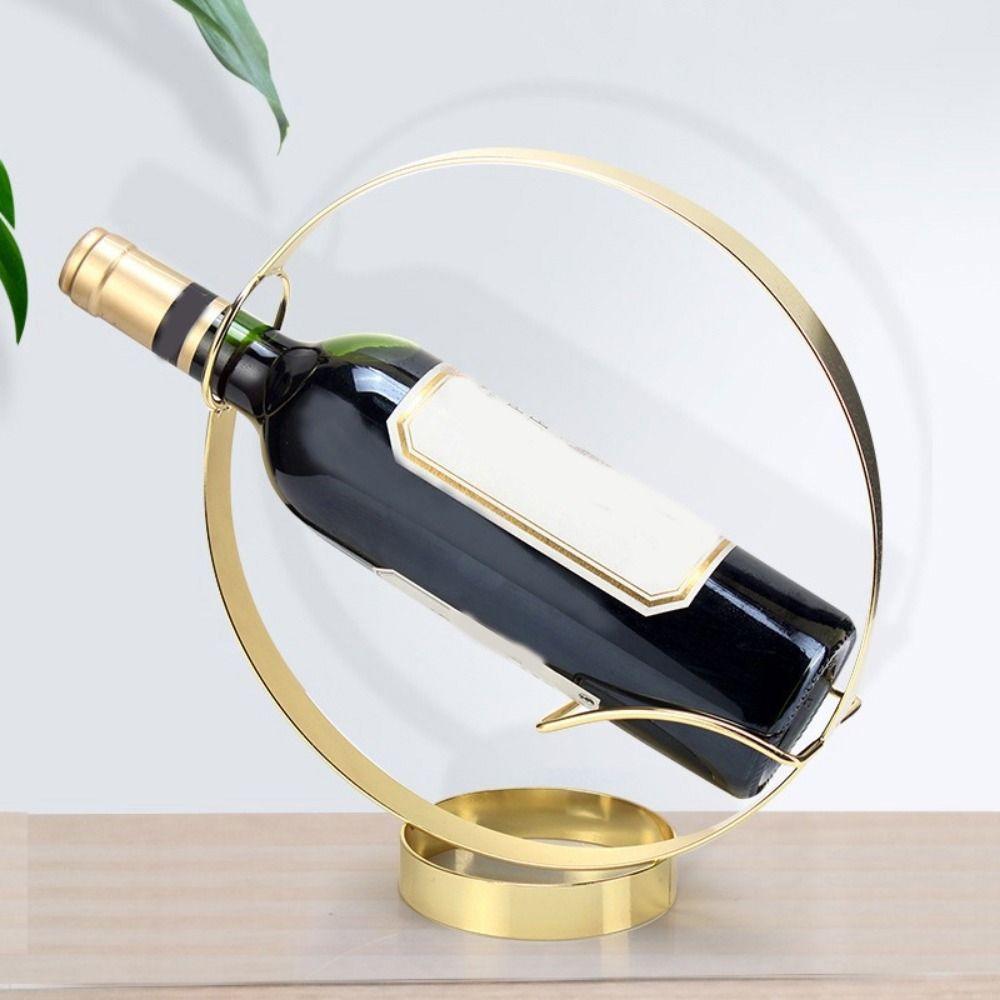 Freestanding Iron Round Wine Rack Single Red Wine Display Rack Modern Wine Bottle Rack Restaurant