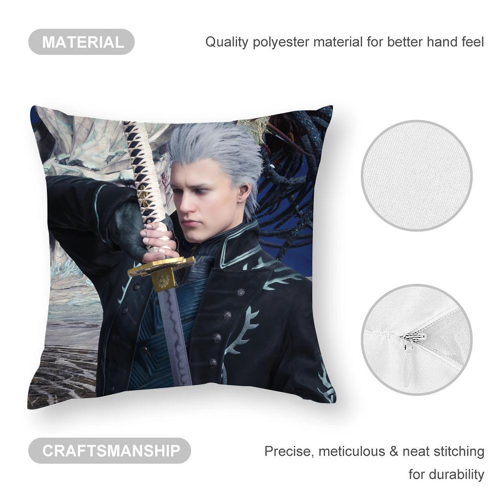 Наволочка для подушки Vergil D-Devil May C-Cry 3D-печать Полиэфирное волокно 45*45 см Декоративная наволочка для дивана Подарок на фестиваль
