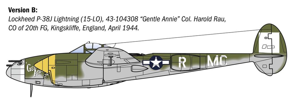 Italeri 1/48 Масштаб Вторая мировая война Американский P-38J Lightning Европейский фронт Пластиковый набор модели IT2834 (Самолет)