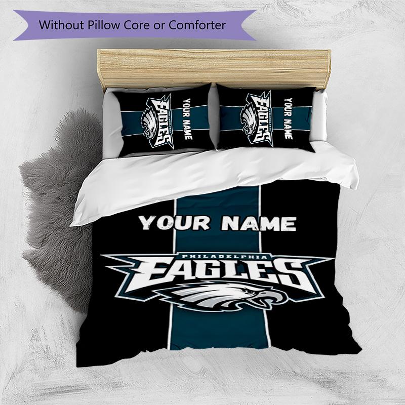 3pcs Fashion Cool Eagle Logo1 Cover Set - Personalized Name, HD Printed Bedding with 1 Cover and 2 Pillowcases - Perfect for Home Decor, Easy Ca