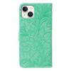 For iPhone 15 Case Lace Flowers PU Leather Flip Wallet Phone Cover