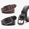 Antique Metal Buckle Embossed PU Leather Belt Alloy Pin Buckle Vintage Leather Belt  Daily Outfits