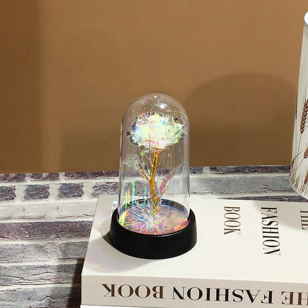 Красная Разноцветная Роза Искусственные Цветы Свадебное Украшение Светодиодная Подсветка Фольгированный Цветок Подарок