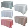 White Red Satin Rectangular Tablecloth for Wedding Party Baby Shower Christmas Restaurant Banquet Decoration