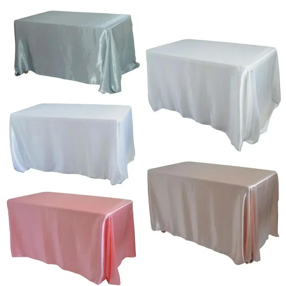 White Red Satin Rectangular Tablecloth for Wedding Party Baby Shower Christmas Restaurant Banquet Decoration