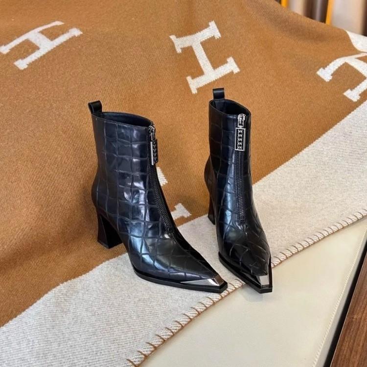 Fashion High Heels Pointed Toe Women Ankle Boots Leather Shoes Winter 2025 New Chelsea Snow Boots Sexy Goth Pumps Botas Mujer