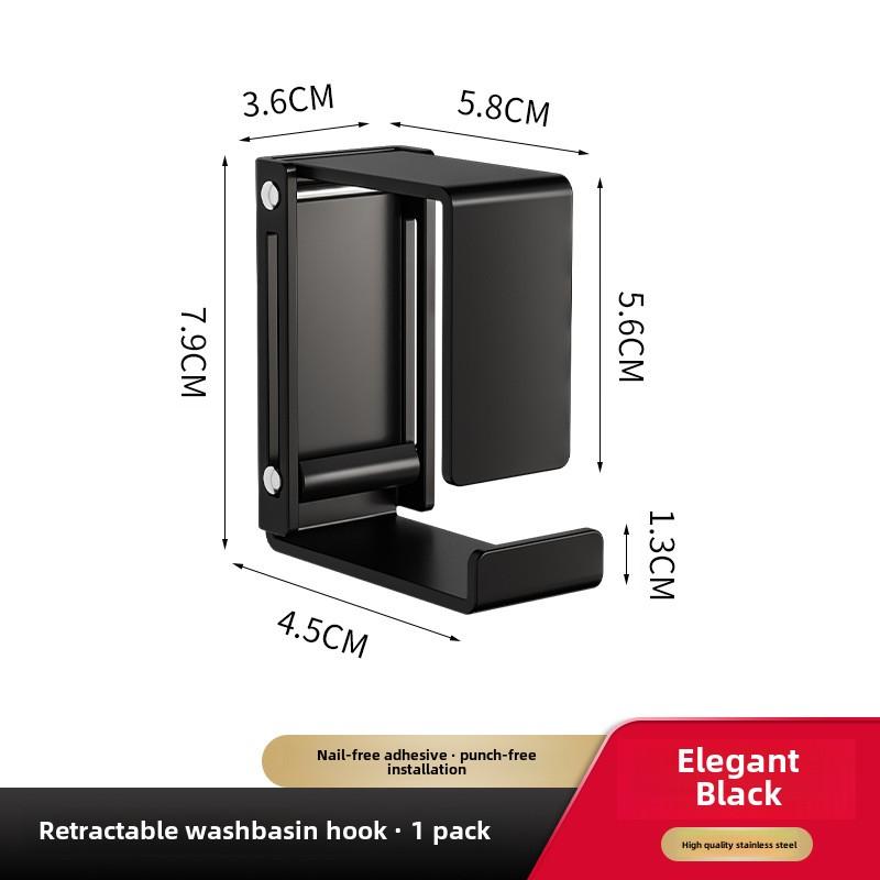 Современный выдвижной крючок для ванной комнаты, настенный, без сверления, держатель для раковины, нержавеющая сталь, стеллаж для хранения вещей для ванной комнаты и кухни