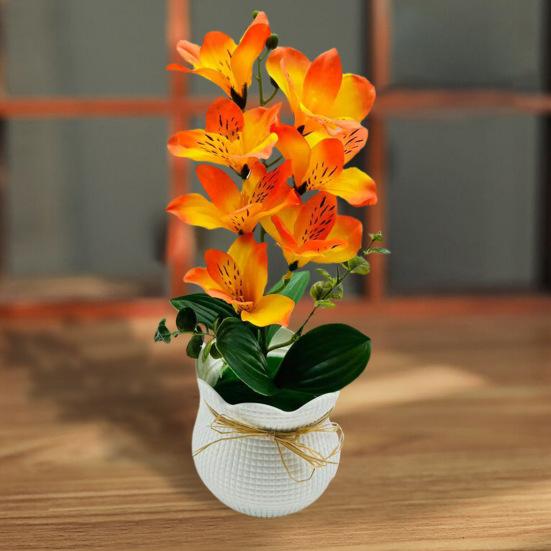 Искусственный цветок магнолии в горшке, 7 головок, домашний офис, гостиная, стол, центральный элемент, свадебные искусственные цветочные растения, бонсай