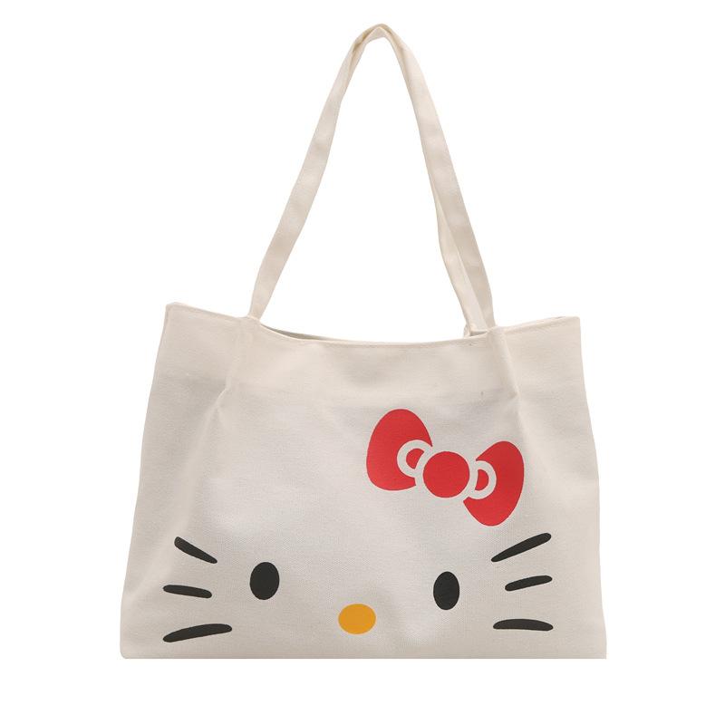 Canvas Tote Bag for Women Large Capacity Shoulder Bag Portable Commuter Cartoon Print Canvas Handbag