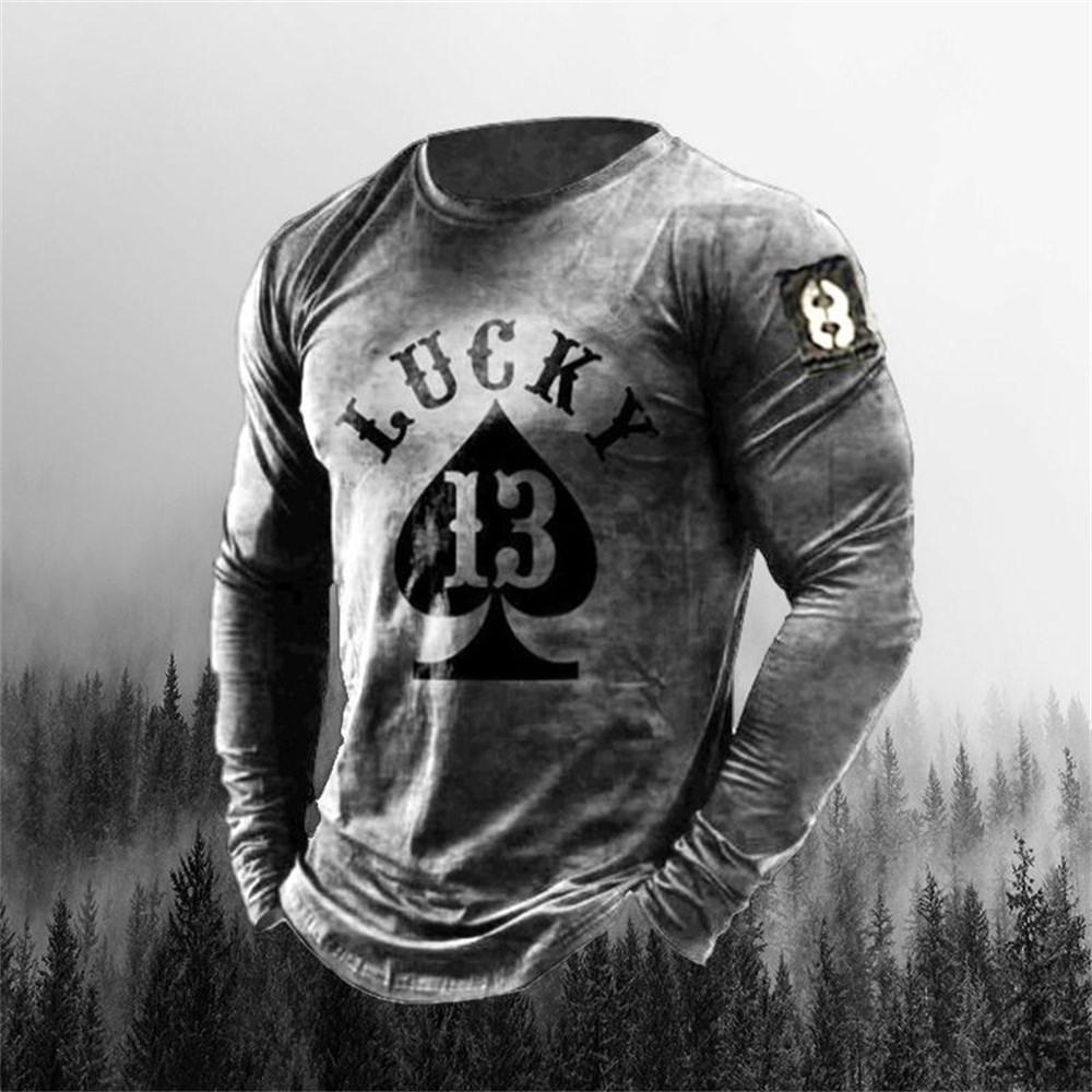 3D Printing O-Neck Long Sleeves Plus Size T-shirt Men's Clothing Retro Men's Long Sleeve T-shirt Skull Long T-shirt Men's Street