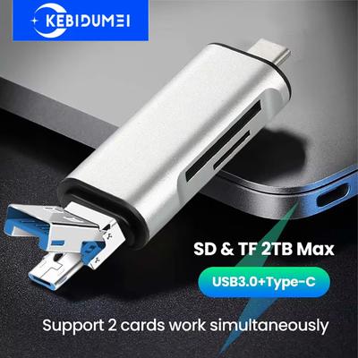 3-в-1 OTG Type C Картридер USB 2.0 USB A Micro USB Комбо на 2 слота TF SD для смартфона ПК USB