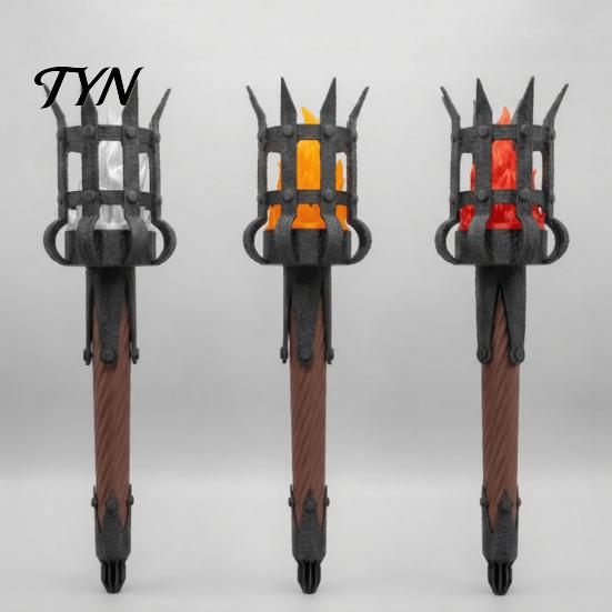 Handheld Torch Light Medieval Wall Lamp, LED Light, Retro Realistic Lamp Flame for Halloween Party Decor, Mardi Gras Indoor Landscaping Ornament