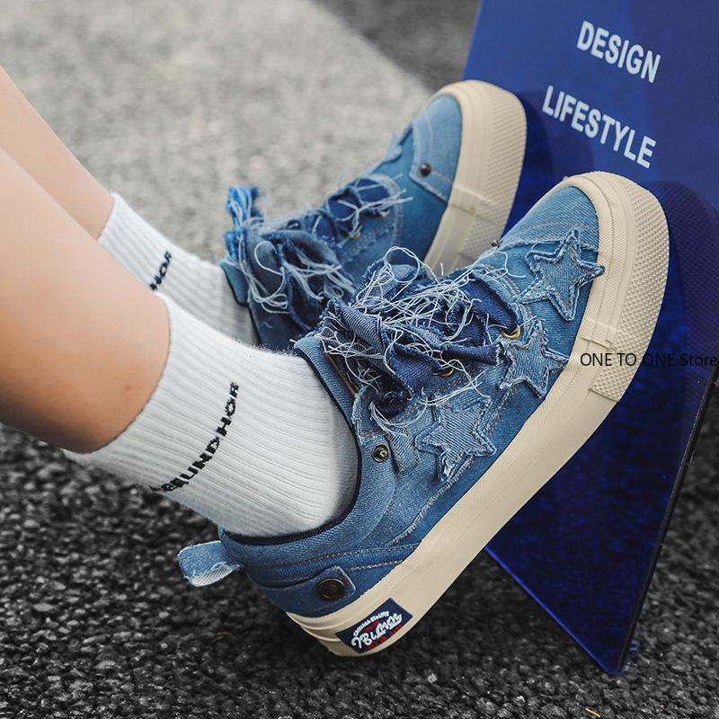 Fashion Female Sneakers Denim Canvas Shoes American Hip Hop Personalized Women High Street Walking Shoes for Girls Tenis Loafers