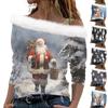 Women's Long Sleeve Tops Fashionable Women's Loose Christmas Print Off-Shoulder Pullover Tops