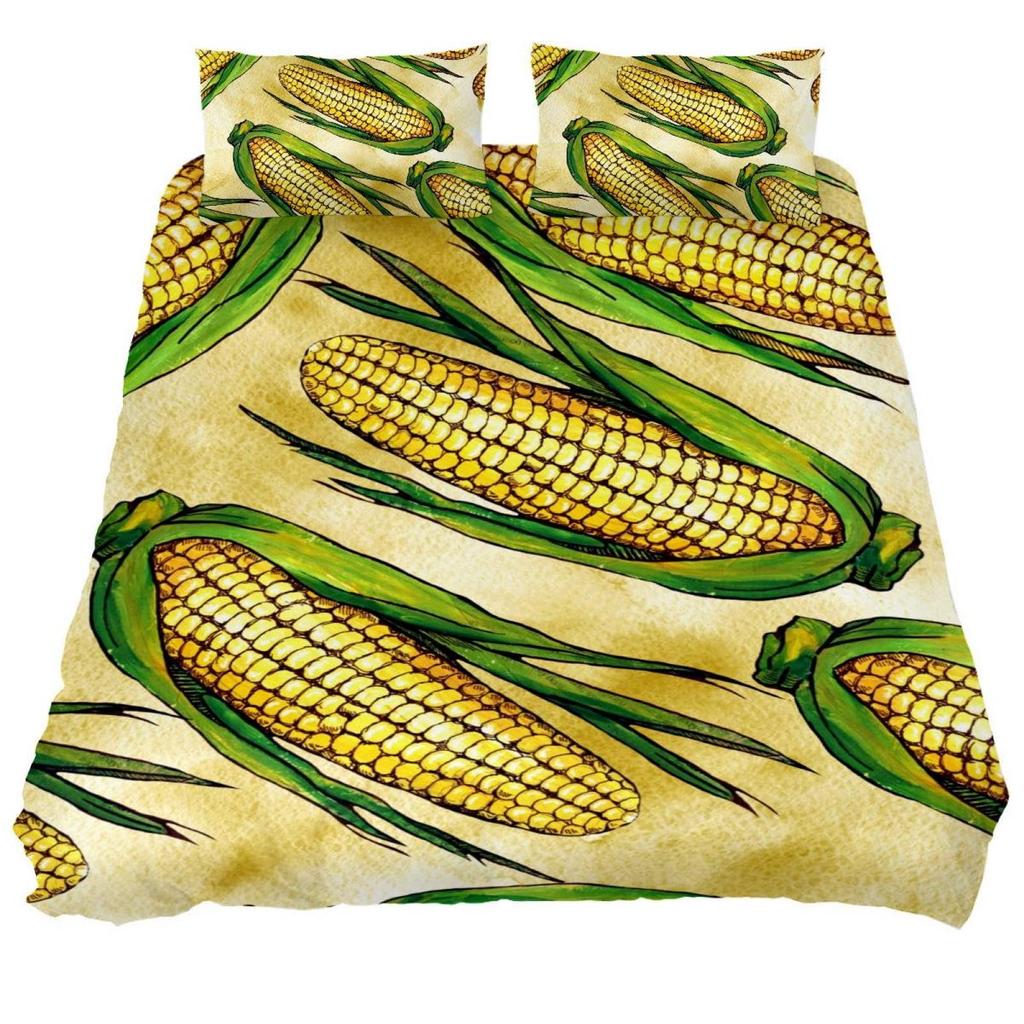 3D Комплект постельного белья с кукурузой 3 предмета для детей, мальчиков, девочек, наволочка с принтом акварельной кукурузы, ботанический полиэстеровый комплект пододеяльника