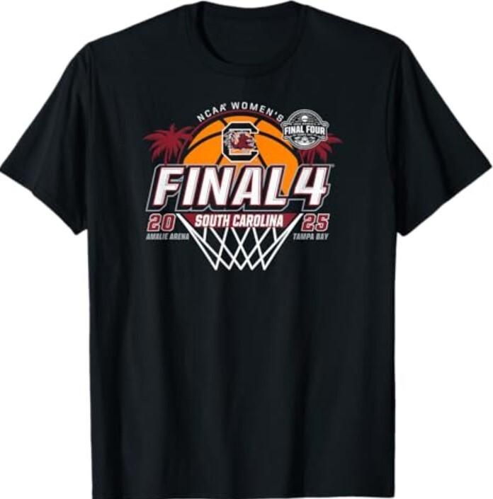 South Carolina Gamecocks Final Four 2025 W Basketball Black T-Shirt