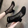 New Air Mesh Net Bling Women Shoes Summer Ankle Boots Thin High Heels Sexy Sandal Chelsea Boots Female