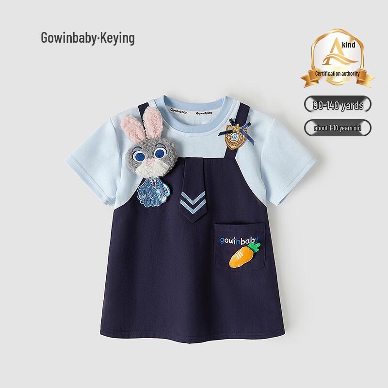 GOWINBABY Платье-футболка для девочек с имитацией двойки и кроликом