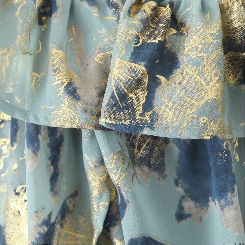 Kaslead New Women Clothes Western Style Fashion Simple Chiffon Gilding off-Shoulder Shorts Set