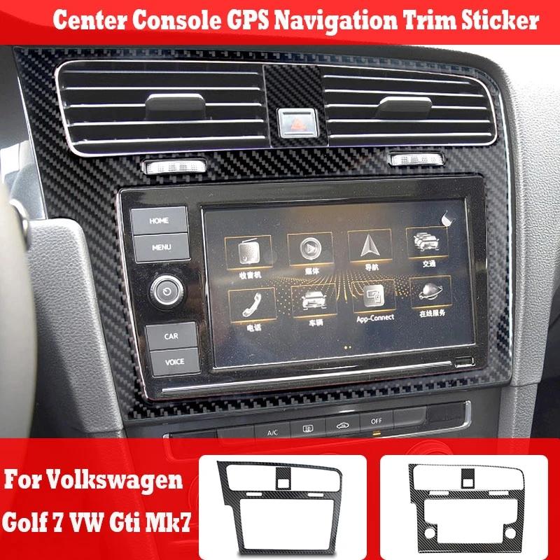 Для Volkswagen Golf 7 VW Gti Mk7 2014-автомобильные аксессуары, внутренняя наклейка из настоящего углеродного волокна, центральная консоль, GPS