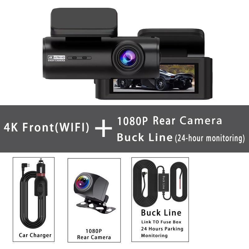 4K видеорегистратор 3840*2160P Автомобильный DVR с поддержкой WIFI GPS Двухкамерный Авто Мини Камера Автомобиля С Супер Ночным Видением G-Сенсор 24-часовая Парковка