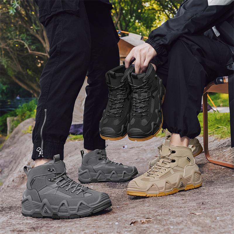 Мужские пустынные высокие уличные ботинки для хайкинга с защитой от проколов - Нескользящие, износостойкие тактические кроссовки