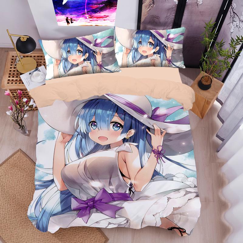 Animation ZERO - Another World Bedding Set for Adult Kids,Ramu Rem Duvet Cover Set with Pillowcases Children's birthday gift