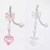 Sweet Bowknot Heart Bead Pendant Phone Straps Lanyard Pocket Keychain Strap