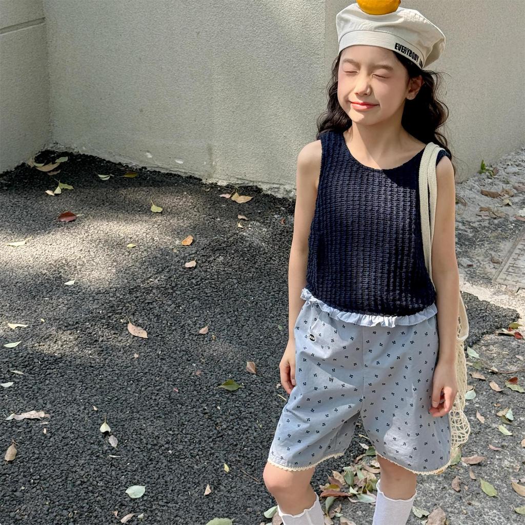 Zhili Kids Шорты из голубого кружева в корейском стиле для девочек