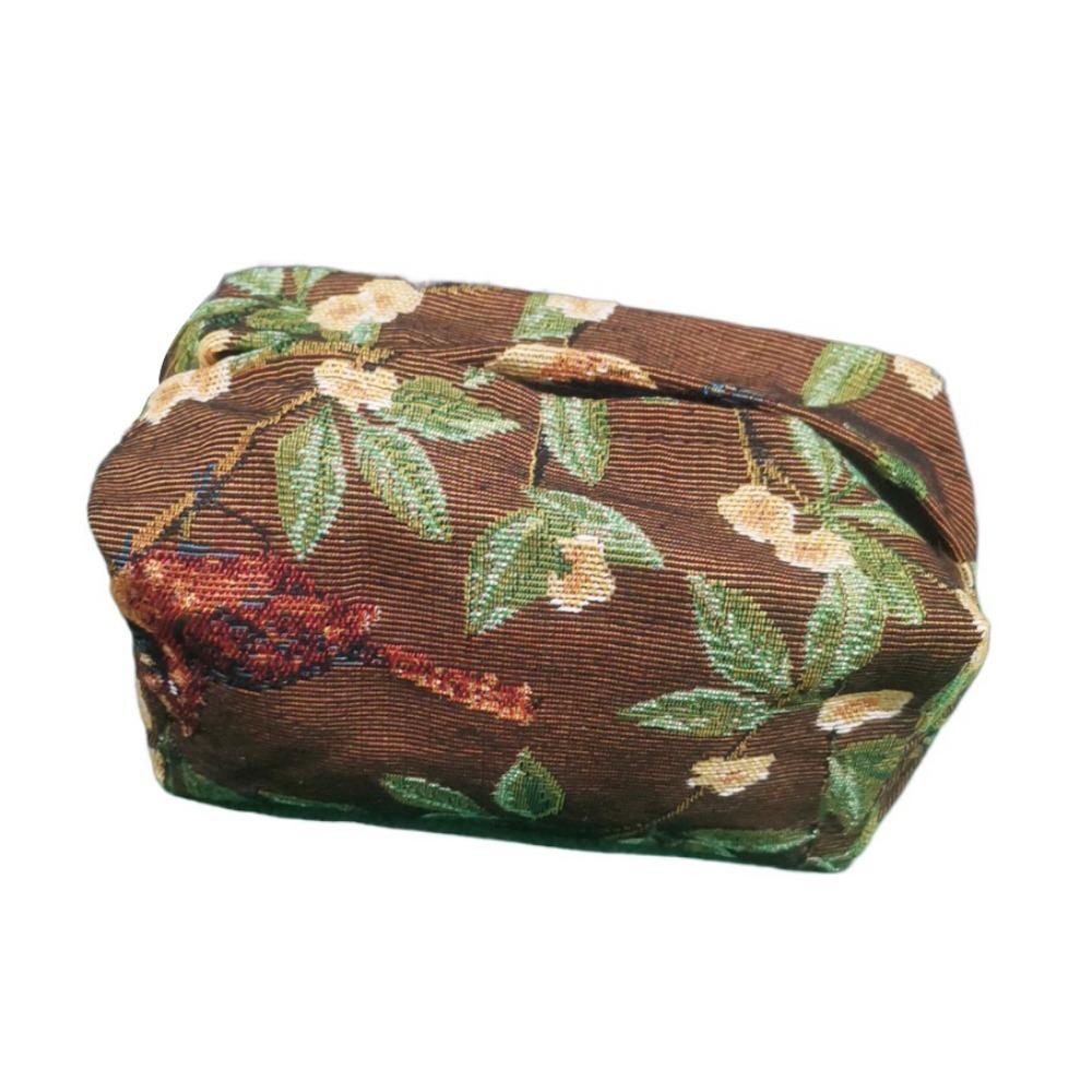 Polyester Desktop Tissue Bag Flower Pattern Retro Tissue Box Creative Pattern Tissue Bag Household