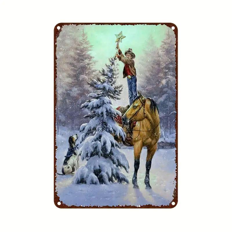 Винтажный металлический постер Рождественский эльф Металлические жестяные таблички Постеры Тарелка Красочный визуальный эффект Настенное искусство для Кафе Бара Офиса Клуба Паба