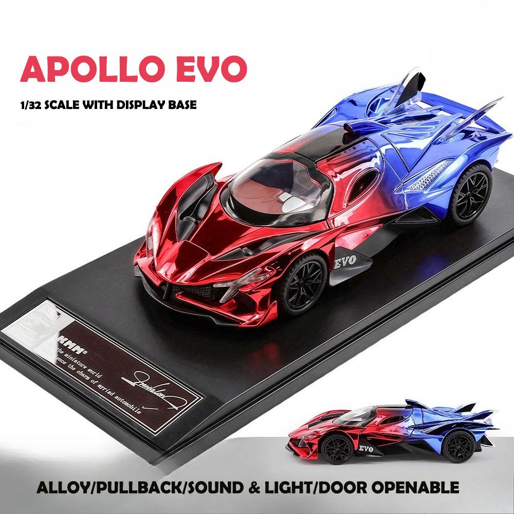 Симуляция 1/32 Модель спортивного автомобиля Apollo EVO Литой под давлением Детская игрушечная машина Звук и свет Оттягивание назад Сплав Миниатюрный Voiture