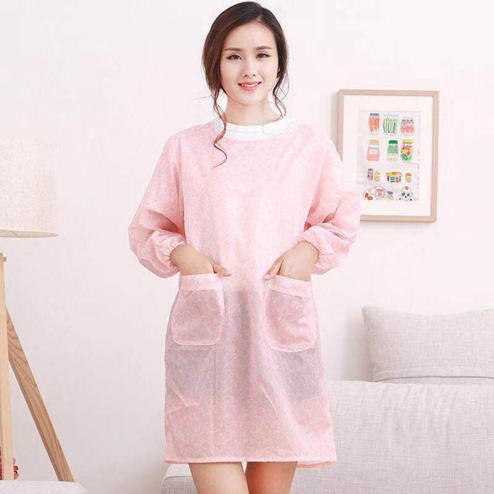 Цветочный кухонный водонепроницаемый фартук для приготовления пищи с рукавами для работы