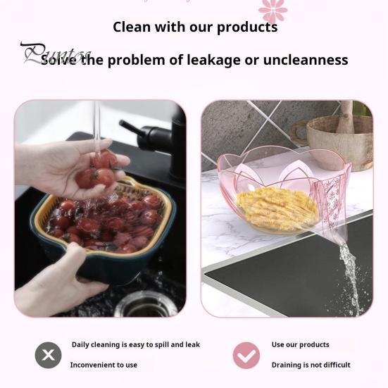 Корзина для слива фруктов и овощей Дуршлаги с носиком Не содержит бисфенол А Миска для мытья фруктов с ситечком Контейнер для сушки продуктов на кухне Раковина