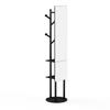 Full-Length Mirror Wardrobe with Storage Space, 360 Rotatable Multifunctional Clothes Rack for the Bedroom, with Hooks, 174*40 Cm (Black)