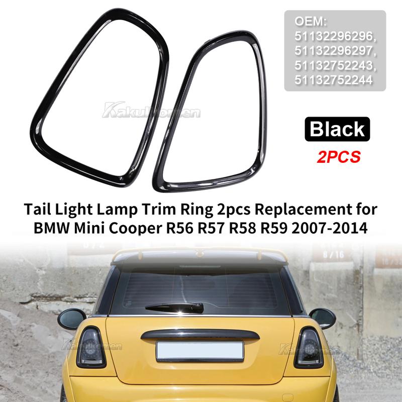 2Pcs Gloss Black Rear Car Headlight Eyelid Frame Kit Grille Trim Taillight Frame Cover For Mini Cooper S R55 R56 R57 2007-2015