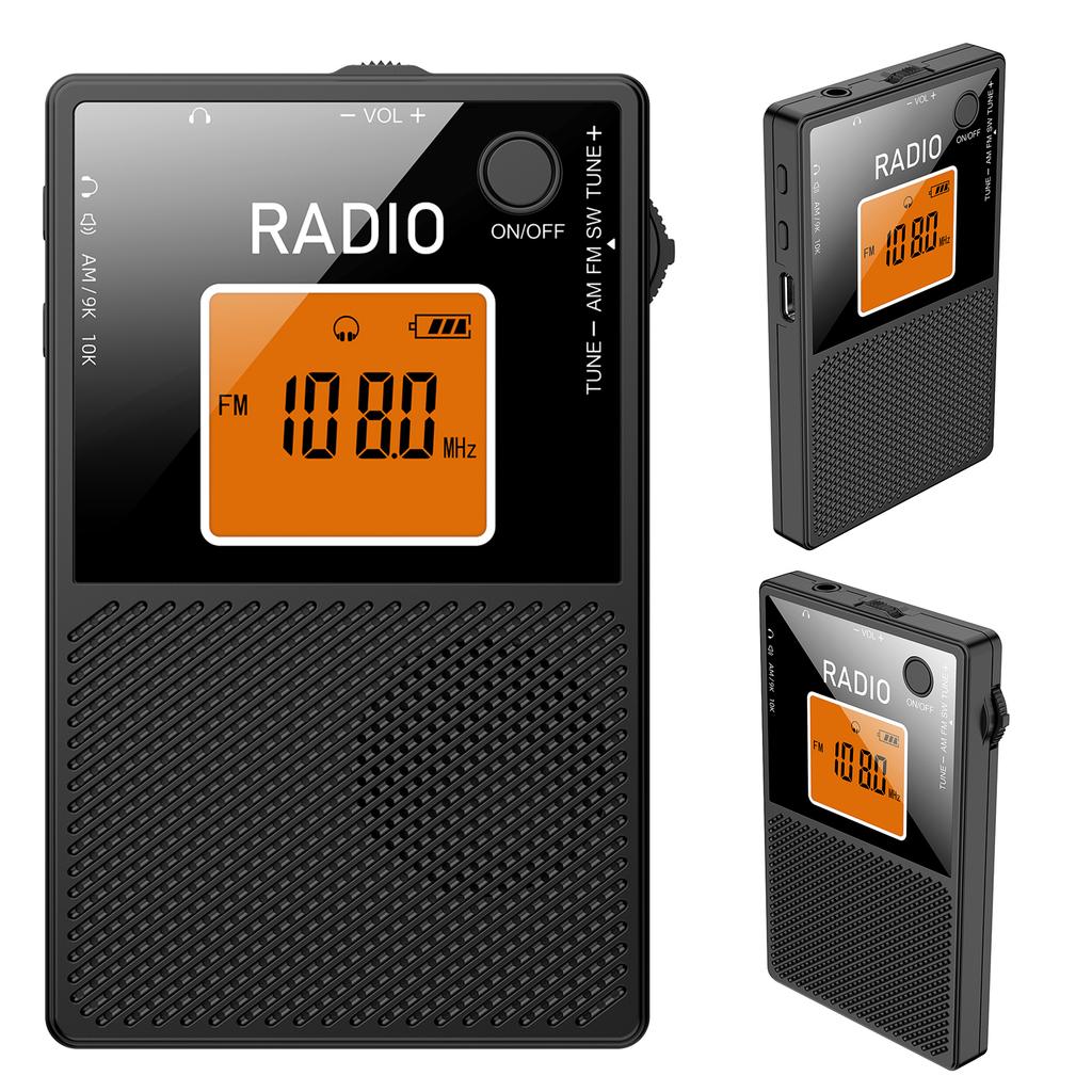 Мини-портативное радио AM FM SW Карманный транзисторный радиоприемник Стереодинамик с ЖК-экраном с подсветкой Перезаряжаемое цифровое радио