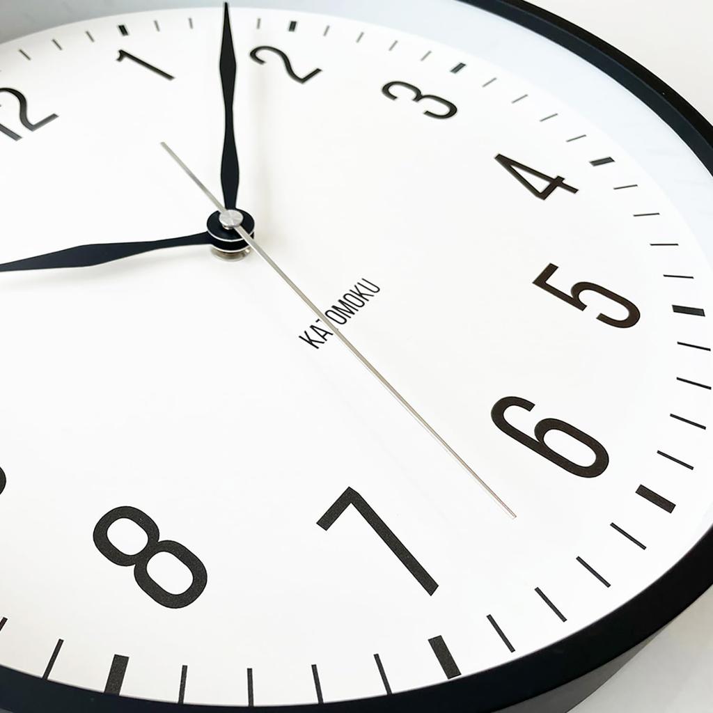 Часы KATOMOKU из фанеры 19, черные настенные часы с непрерывной секундной стрелкой, km-111BK 304 мм (Кварцевые часы)