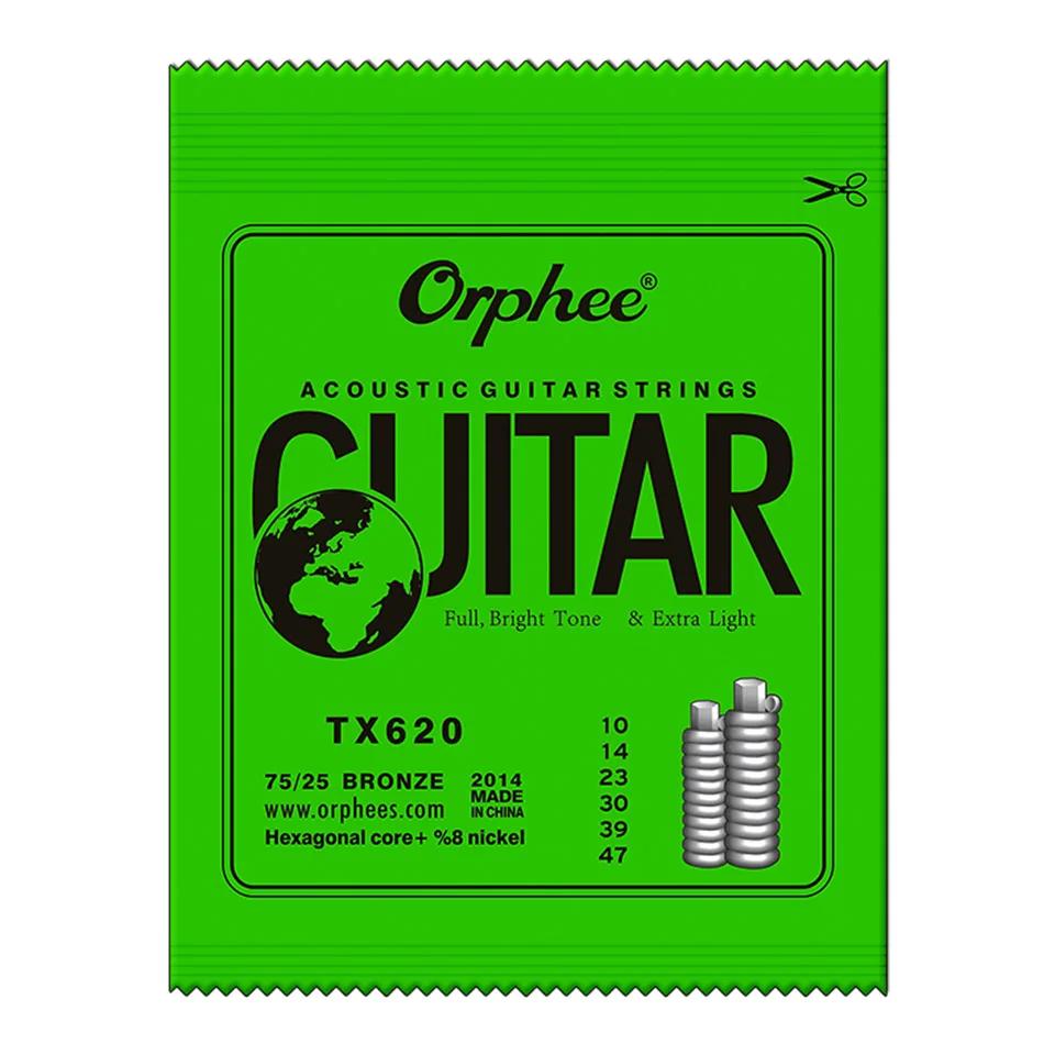 Orphee 6Strings Acoustic Guitar String High Hexagonal Core Full Bright Tone Folk Guitar String TX620 TX630 TX640 Guitar Parts