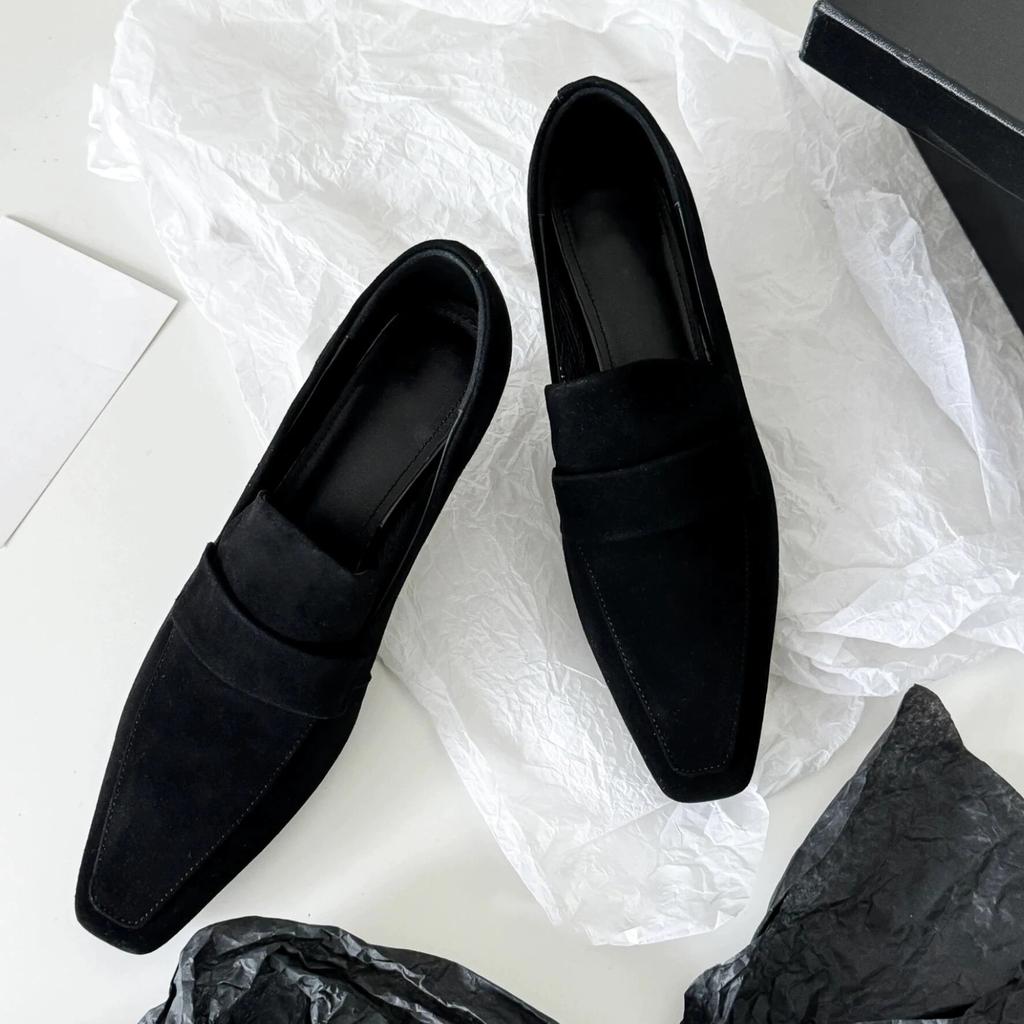 Версия из овчины~ ретро замшевые туфли-лоферы с маленьким квадратным носком, на тонком каблуке-рюмочке, с глубоким вырезом, одинарные туфли, женская обувь, обувь для работы, туфли на высоком каблуке