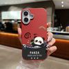 Чехол для телефона из однотонной кожи с текстурой милого мультяшного рисунка в виде панды для iPhone 16 Pro 15 14 Plus 13 12 Pro Max 11, ударопрочный, мягкий, из ТПУ, тонкий чехол