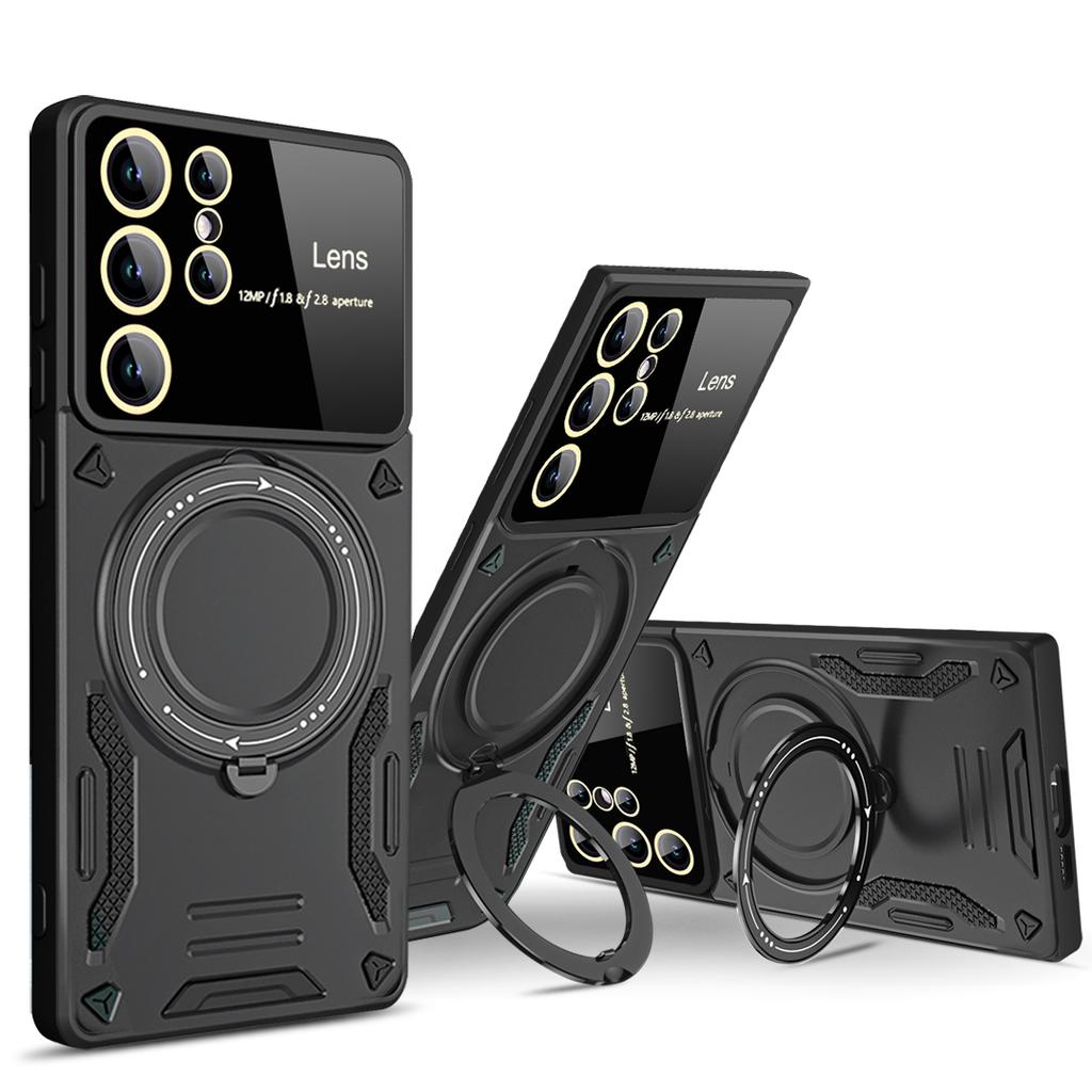 Противоударный чехол для Samsung Galaxy S24 S23 S22 S21 S20 FE Plus Ultra A25 5G Магнитное кольцо-подставка Защитная крышка для камеры телефона
