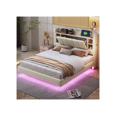 Кровать - - 140 x 200 см - Мягкая - USB-порт - Светодиодная лента