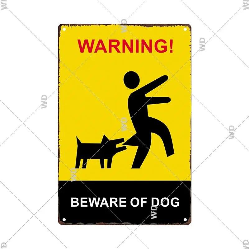 Beware Animals Dog Cat Bull Kraken Chickens Bigfoot Area Retro Tin Sign Caution Decorative Vintage Plaque Metal Poster Decor