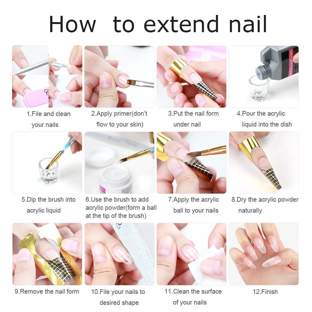 PHOENIXY 3 цвета акриловый набор для ногтей 36 Вт УФ-светодиодная лампа для ногтей с блестками для ногтей акриловая пудра жидкий гель для наращивания ногтей накладные кончики ногтей маникюрный набор