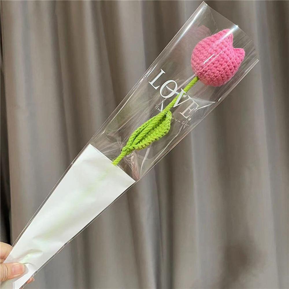 Cotton Knitting Flower Tulips Hand-Knitted Simulation Flower Fashion Flower Bouquet Home