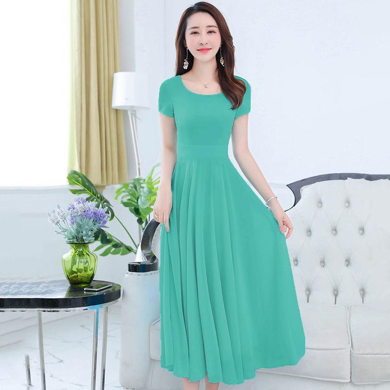 Темпераментное тонкое платье, женская большая шифоновая пляжная юбка, большой размер, длинная танцевальная юбка средней длины, элегантная длинная юбка с темпераментом