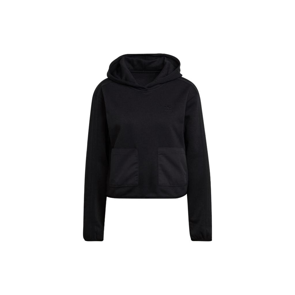 adidas Оригинальная толстовка с капюшоном и длинным рукавом с принтом логотипа, женская, черная HE4678