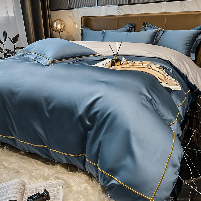 Роскошный комплект из 4 предметов из длинноволокнистого хлопка Синьцзяна: Осенне-зимние простыни, пододеяльники и постельные принадлежности