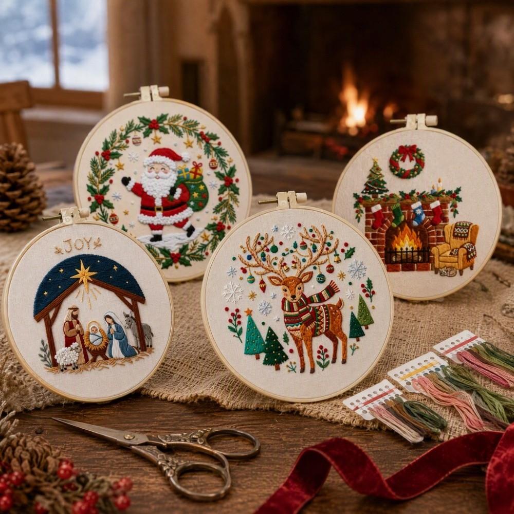 DIY Christmas Embroidery Kit Elk Deer Punch Needle Kits Needlework Craft Home Decoration